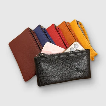 1PC nové pánske dlhý zips peňaženky litchi PU kožené spojka taška jednoduché dámske kabelky ultra-tenké multifunkčné taška