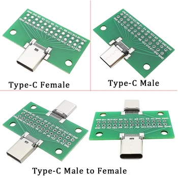 1Pcs USB 3.1 Typ-C muži Ženy Konektor Typu C 24P 2.54 mm USB 3.1 Test PCB Dosky Adaptér Pre Dátové Linky Drôt, Kábel na Prenos