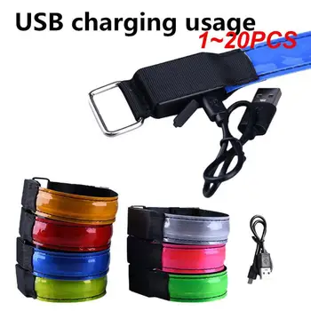 1~20PCS Outdoorové Športy, Nočný Beh Náramok USB Nabíjanie Unisex Blikajúce Reflexné Výstražné Svetlo Remienok Blikajúci Pás