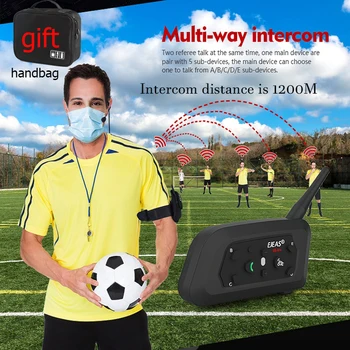 2 ks EJEAS V6C Pro Profesionálny Rozhodca Intercom, Bluetooth 5.1 Rozhodca Komunikačný Systém Futbal, Hádzaná Športové kabelky