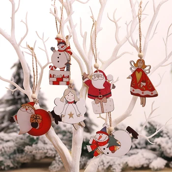 2 ks Vianočné Červená Prívesok Maľované Vianočný Strom Drop Dekorácie Domov Deti Hračky, Darček, Vianoce, Nový Rok Obývacej Izbe Drevené Ozdoby