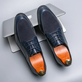 2023 Nový Príchod Dospelých Business Topánky Čierna Modrá Strana Obuv Muži Čipky Formálne Topánky Na Pánske Módne Značky Šaty Topánky Muž