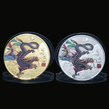2024 Nový Rok Draka Pamätné Mince Čínskeho Zverokruhu Kovu, Maľované Zberateľstvo Zverokruhu Dragon Pamätné Mince 1PC
