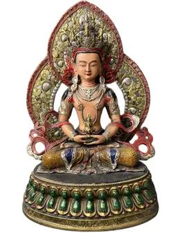 31.5 Osem Pokladov Dlhovekosť Amitabha, Buddha Pozlátené A Maľované Bronzová Socha
