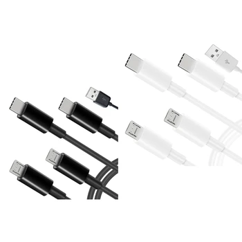 4-v-1 Nabitie Cbale Prenosné USB: 2 Typ-C+2 Micro USB Napájací Kábel Drôt 594A