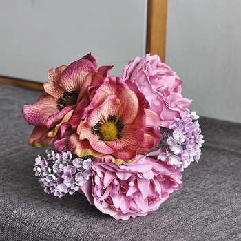 6 Ks DIY Domova Nordic Pivónia Kytice Anemone Umelé Kvety, Svadba, Svadobné Kytice Falošné Hodváb Flores Zápisník Svadbu