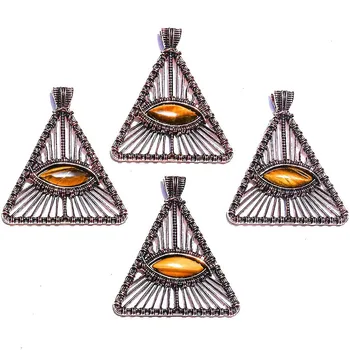 60 mm Duchovné Produktov Krištáľové Šperky Trojuholník Prírodné Zlaté Tigrie Oko Eye Of Horus Prívesky Na Darček