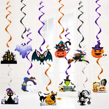 6Pcs Halloween Party Cartoon Čarodejnice Tekvica Spider Bat Špirála Prívesok Ghost Festival Halloween Šťastný Swirls Garland DIY Decoratio