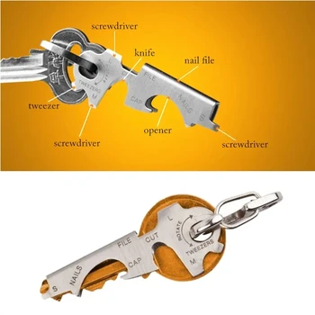 8 Nástrojom V 1 Krúžok Keychain Multifunkčné Karabína Výstroj Klip Vrecku Quickdraw Viacúčelový Gadget Multitool Multi Keytool