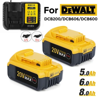Batérie pre DeWalt DCB205 DCB201 DCB203 DCB184 DCB200 DCB182 20V 5.0 Ah 6.0 Ah 8.0 Ah DCB200 18650 Lítiové Náhradné Batérie