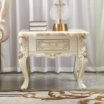 Európsky štýl čaj stôl TV kabinet kombinácii masívneho dreva a rezbárstvo luxusný nábytok do obývacej izby mramoru rohu tabuľky