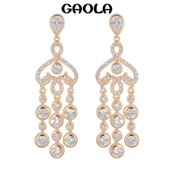 GAOLA Top Dizajn, Jemná, Vintage Štýl Dlho Rakúsko Crystal Zlatá Farba Náušnice Značky Šperky pre Ženy GLE5397