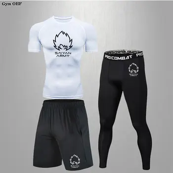 High-end športové pánske bežecké 3PC nastaviť taktické tesné nohavice oblečenie kompresie fitness beží dlhé tričko všetky sezóny nastaviť