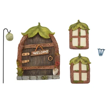Miniatúrne Víla Gnome Domov Okná a Dvere a na Stromy Dekorácie, Záhradné Dekorácie Okna&Svetlo Môže Svietiť v Tme