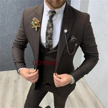 Najnovšie Bielej Farby pre Svadobné Tuxedos Nevesty Nosiť Čierny Vrchol Klope Groomsmen Oblečenie Muž Blejzre 3 Kusy Kostým Homme