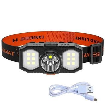 Nové LED Reflektor KLASU Mini Osvetlenie Vonkajšie Dlhý Záber Hlava-montáž Horáka USB Nabíjateľné Nepremokavé Elektrické Rybárske Svetlo