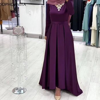 Nový Príchod Dubaj arabčina Dlhý Rukáv Večerné Šaty Purple Formálne Šaty Strany Večerné Šaty Vestido de Festa Večerné Šaty