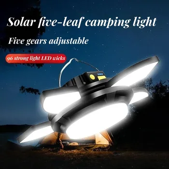 Outdoor Camping Dodávky Solárne Nabíjanie a USB Nabíjateľné Prenosné Núdzové Noc Trhu Svetlo LED Stan Ľahké Nabíjanie Telefónu