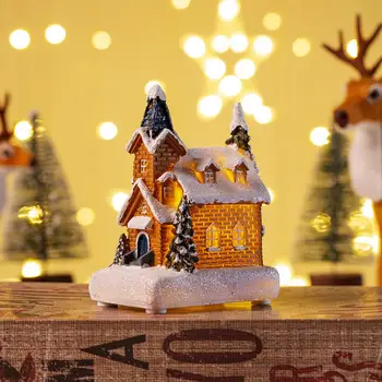 Očarujúce Vianočné Dom Dekor Očarujúce Vianočné Žiariace Dom Ornamentu Slávnostné Živice Plavidlá s Teplou Vianoce Microlandscape Snehu