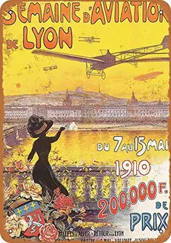 Patisaner Hliníka Kovové Sign - 1910 Letectva Expo Lyon Francúzsko - Hrdzavé Pozrieť na opasok 8x12 palec