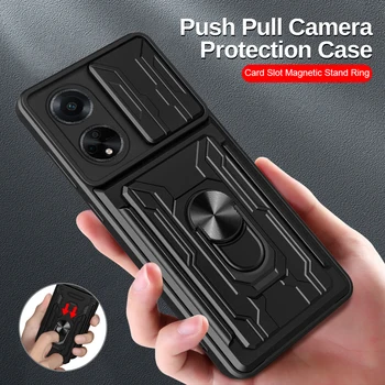 Push Pull Fotoaparát Ochrany Prípade Oppo A98 5G A1 Kartu Magnetický Stojan Krúžok Oppo 98 A9 8 Anti-jeseň soft a hard Shell