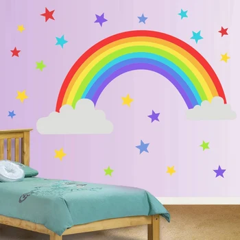 Rainbow Hviezdy. Baviť Sa Stena Nálepky Deti, Spálne, Detskej Izbe Okno Obtlačky Vinyl Umenie, Nástenné Maľby Odstrániteľné Tapety Domov Obchod S Diy Dekorácie