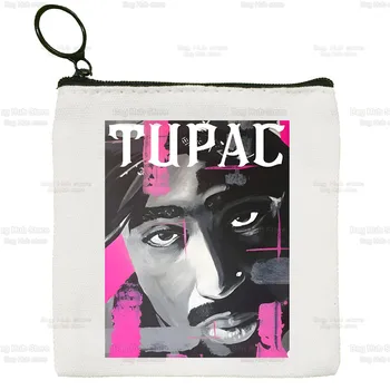 Rapper Tupac Shakur Žien Taška Čistá Biela Taška 2pac Hip Hop TUPAC Ručné Látkové Taška Mince Kabelka Kabelka, Taška