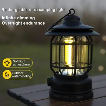 Retro Tvar Outdoor Camping Svetlo IPX4 Vodotesný Typ-C Rýchle Nabíjanie Stan na Čítanie Multifunkčné Vreckové Vonkajšie Svetlo