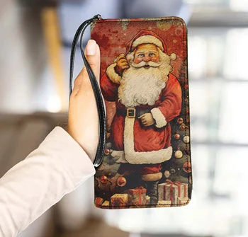 Santa Claus Žena Peňaženky Dizajn Značky Svetlo Multi-card Sloty Zip Kabelky Tašky pre Ženy Vlastné Carteira Masculina Vianočné
