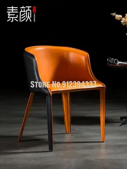 Sedlo kožené nordic dizajnér stoličky domov svetla luxusné operadlo stoličky čisté červené reštaurácia hotel model izba, jedálenský stôl a