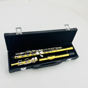 Skutočné Plctures Flauta C Naladiť 16 Tlačidlá Uzavreté Mosadznými Lak Premium Gold Nástroj So Prípade Doprava Zadarmo