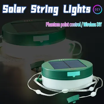 Solárne Nabíjanie Teleskopická Lampa String Camping Svetlo Multifunkčný Plnenie Nepremokavé Visí Prenosné Stan Atmosféru Svietidla