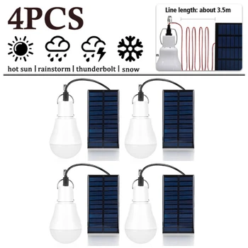 Solárne Osvetlenie Žiarovky 1 2 4pcs 5V 15W 300LM Prenosný Solárny Panel, Batéria, Nabíjačka, Úspory Energie Vonkajšie Lampy USB Rechargable