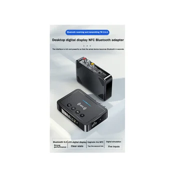Stolný Digitálny Displej NFC Bluetooth Adaptér Bluetooth 5.0 Audio Vysielač, Prijímač FM 3 v 1 Bluetooth Adaptér