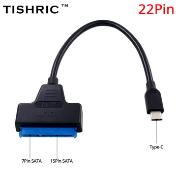 TISHRIC Typ-C SATA 15+7 22pin Kábel Typu C na SATA Kábel Prevodník Easy Drive Linka pre 2.5 Palcový Externý HDD SSD Adaptér