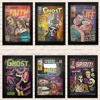 Vintage Ghost Komické Knihy Sa Vzťahuje Na Plagát Vitajte Rok Nula/, Ak Máte Ghost Plátno Na Maľovanie Na Stenu Vytlačí Obrázok Miestnosti Domova