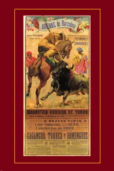 Vintage Španielsky Arenas De Barcelona Bullfight Matador Bull Olejomalieb Na Plátne Vytlačí Na Stenu Umenie Na Obývacia Izba, Spálňa Decor