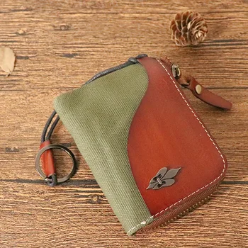 Vrchná vrstva cowhide rastlinných usní tlačidlo taška pre ženy retro Japonský štýl multifunkčné karty tašky a peňaženky