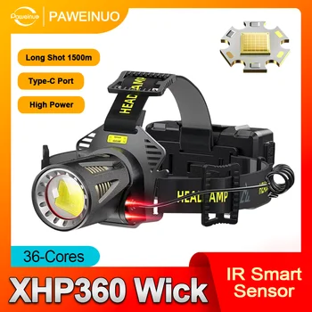 XHP360 Super High Power LED Svetlomet Silný Typ-c Nabíjateľná Led Reflektor IČ Gesto Senzor pre Outdoor Camping, Rybárčenie