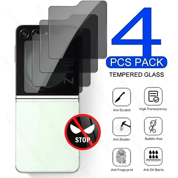 ZFlip5 Sklo 4PCS 19D Súkromie Späť Screen Protector Samsung Galaxy Z Flip5 5G Flip 5 SM-F731B 6.7