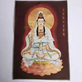 Čína Budhizmus Tkaniny z Hodvábu Avalokiteshvara Guangyin Kwan-yin Tangka Thangka 2654